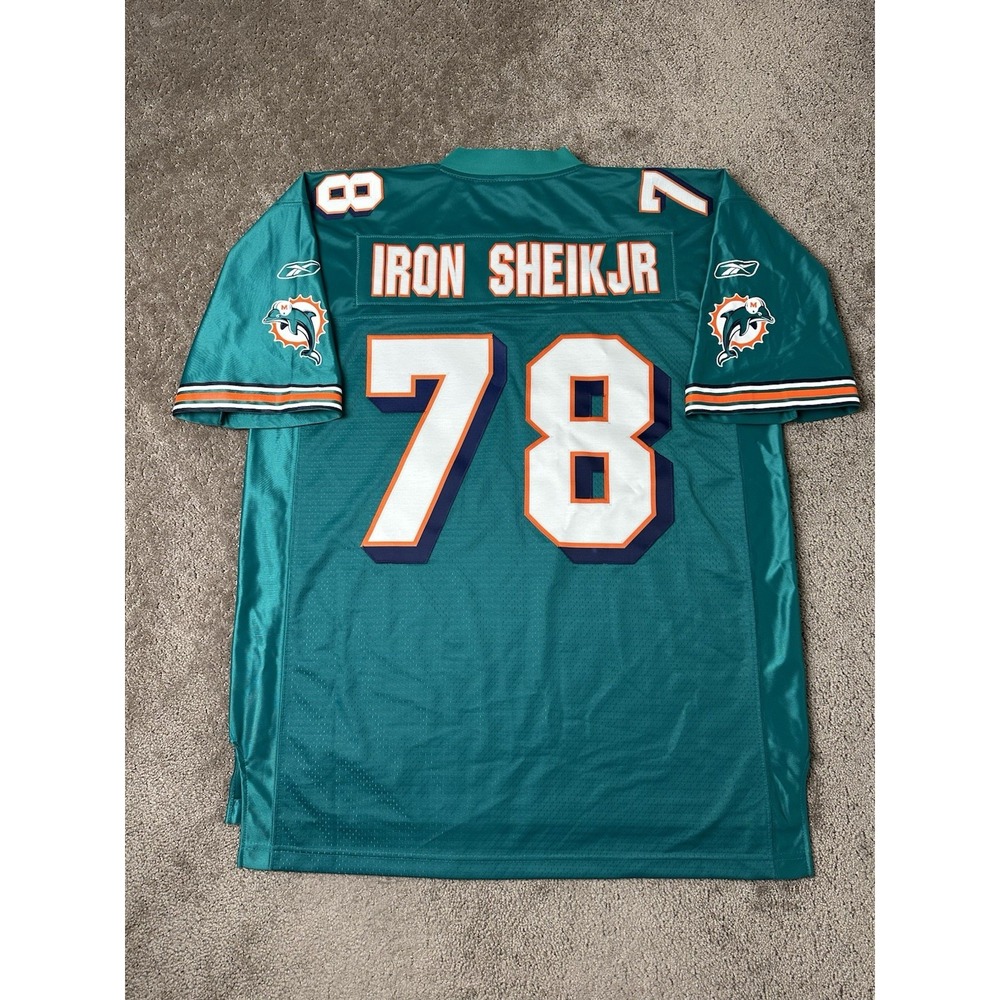 Vintage Mens Jersey Reebok NFL Miami Dolphins #79 IRON SHEIKJR, Football Size XL